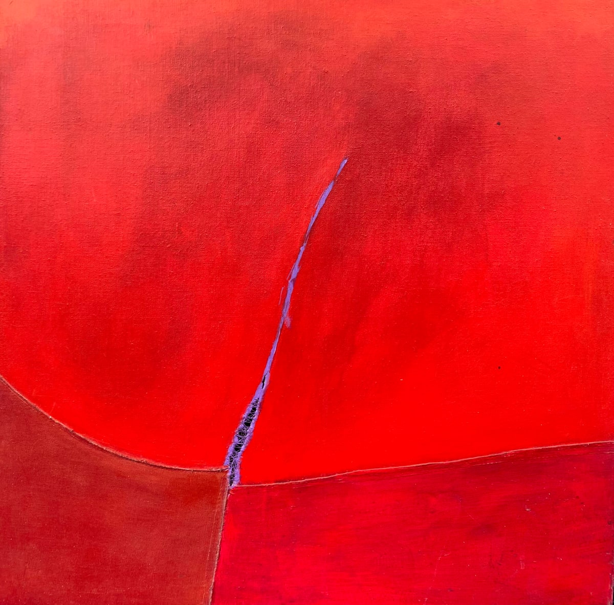 RED by norma greenwood  Image: Canvas is ripped and coarsely stitched
