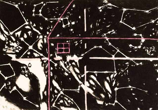 Constellation Series #3 (House/Window with Northern Cross and Milky Way) by Frances Hynes 
