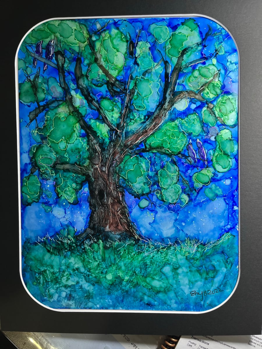 Night Tree in Alcohol Ink  Image: Night Tree in Alcohol Ink