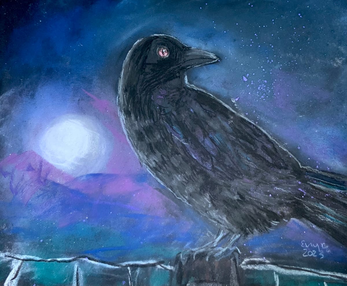 Night Crow in Pastel by Eileen Backman 