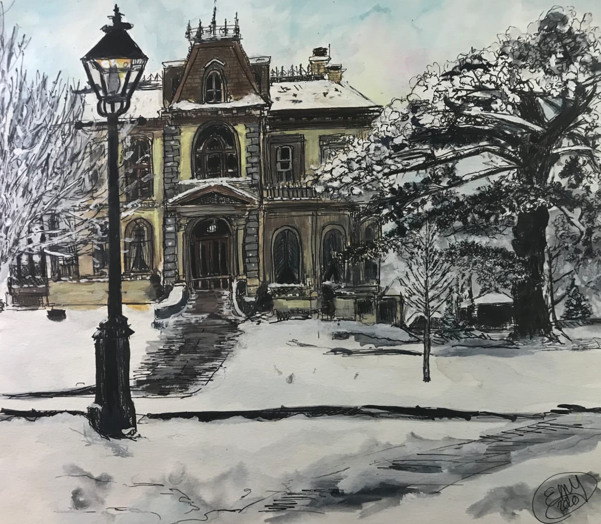 David Davis Mansion in Ink by Eileen Backman  Image: David Davis Mansion in Ink