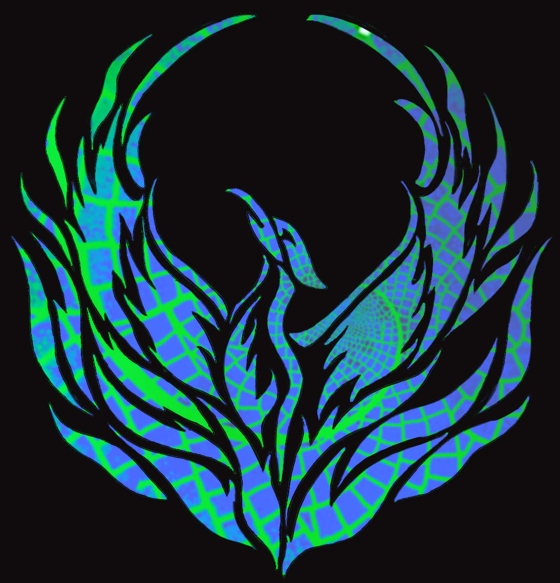 Rising Phoenix Blue and Green 