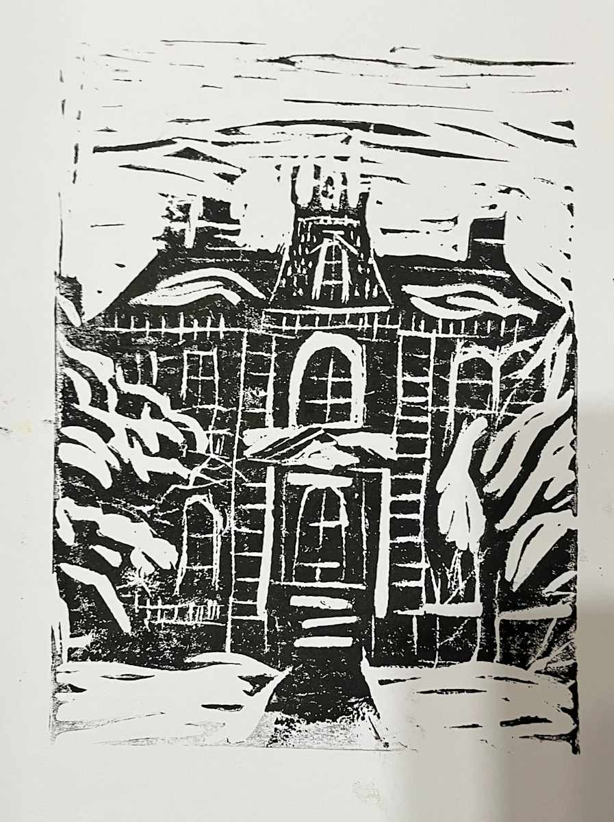 David Davis Mansion Linocut by Eileen Backman, Image 2.