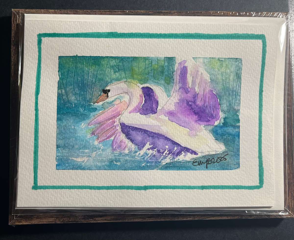 Swan (Greeting Card and Frame) by Eileen Backman 