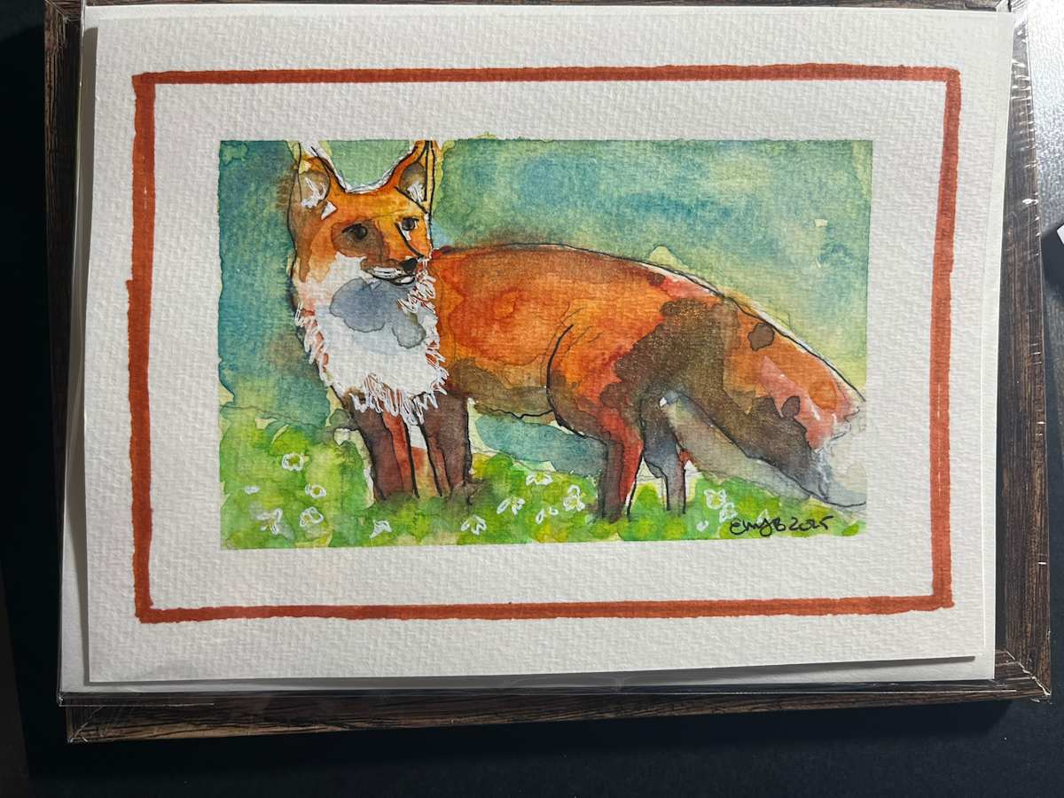 Red Fox (Greeting Card and Frame) by Eileen Backman 
