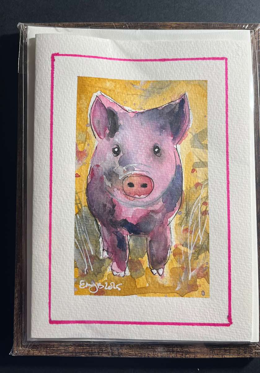 Piglet (Greeting Card and Frame) by Eileen Backman 
