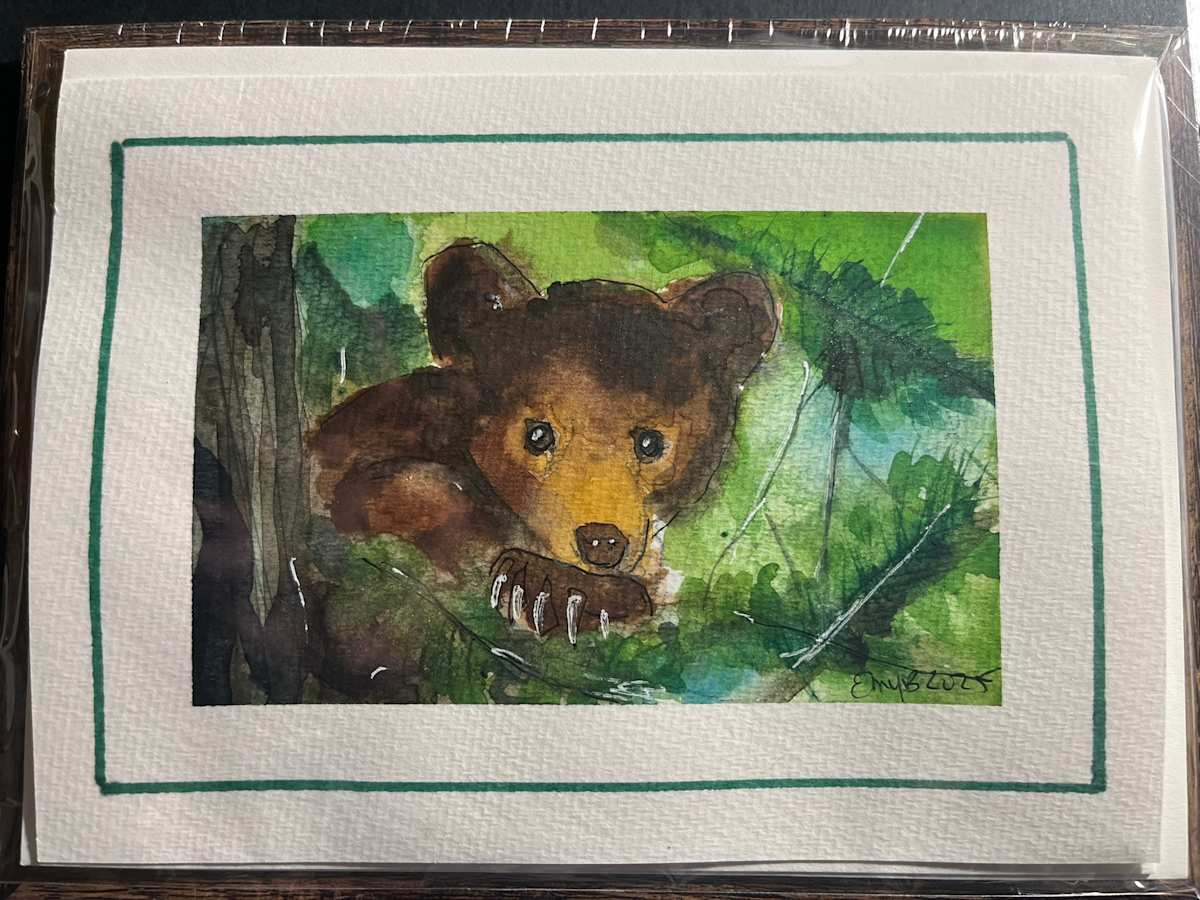 Bear Cub (Greeting Card and Frame) by Eileen Backman 