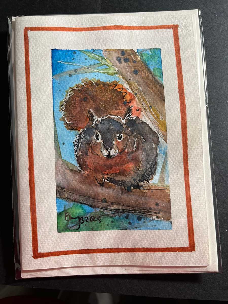 Squirrel (Greeting Card and Frame) by Eileen Backman 