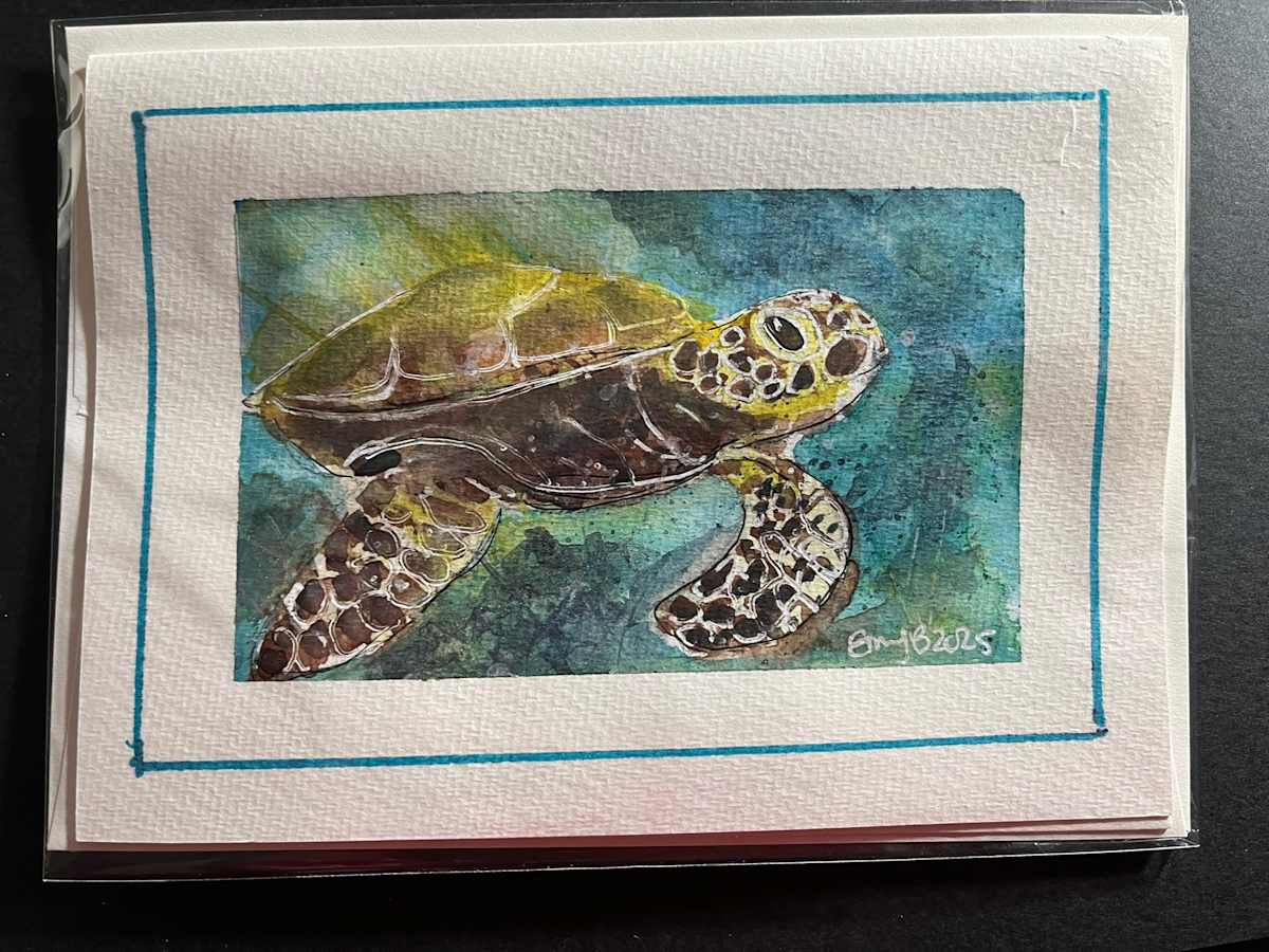 Sea Turtle (Greeting Card and Frame) by Eileen Backman 