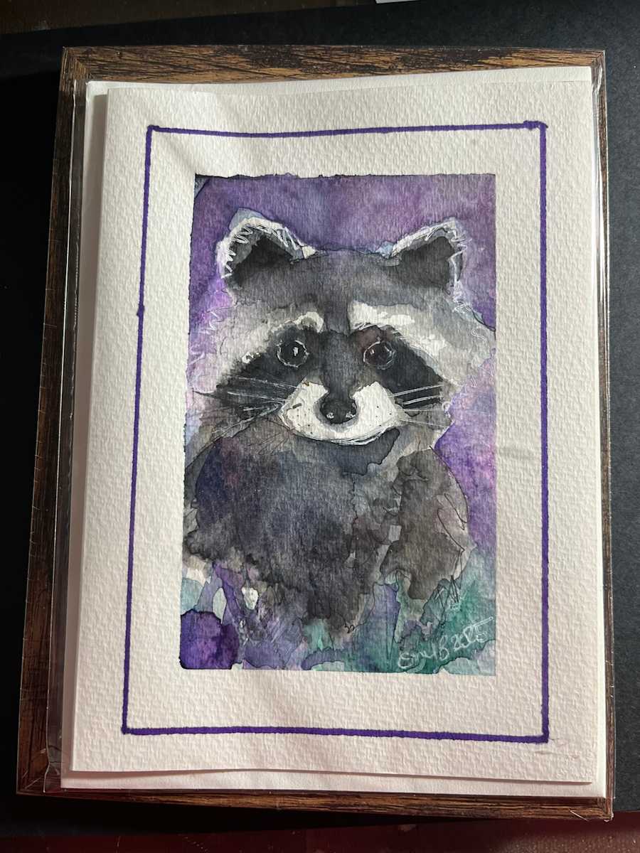 Racoon (Greeting Card and Frame) by Eileen Backman 
