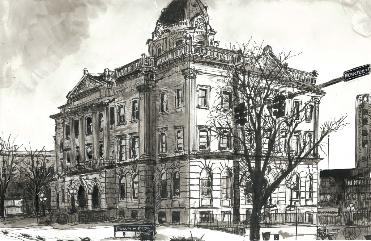 Winter on the Square by Eileen Backman  Image: Old McLean County Courthouse