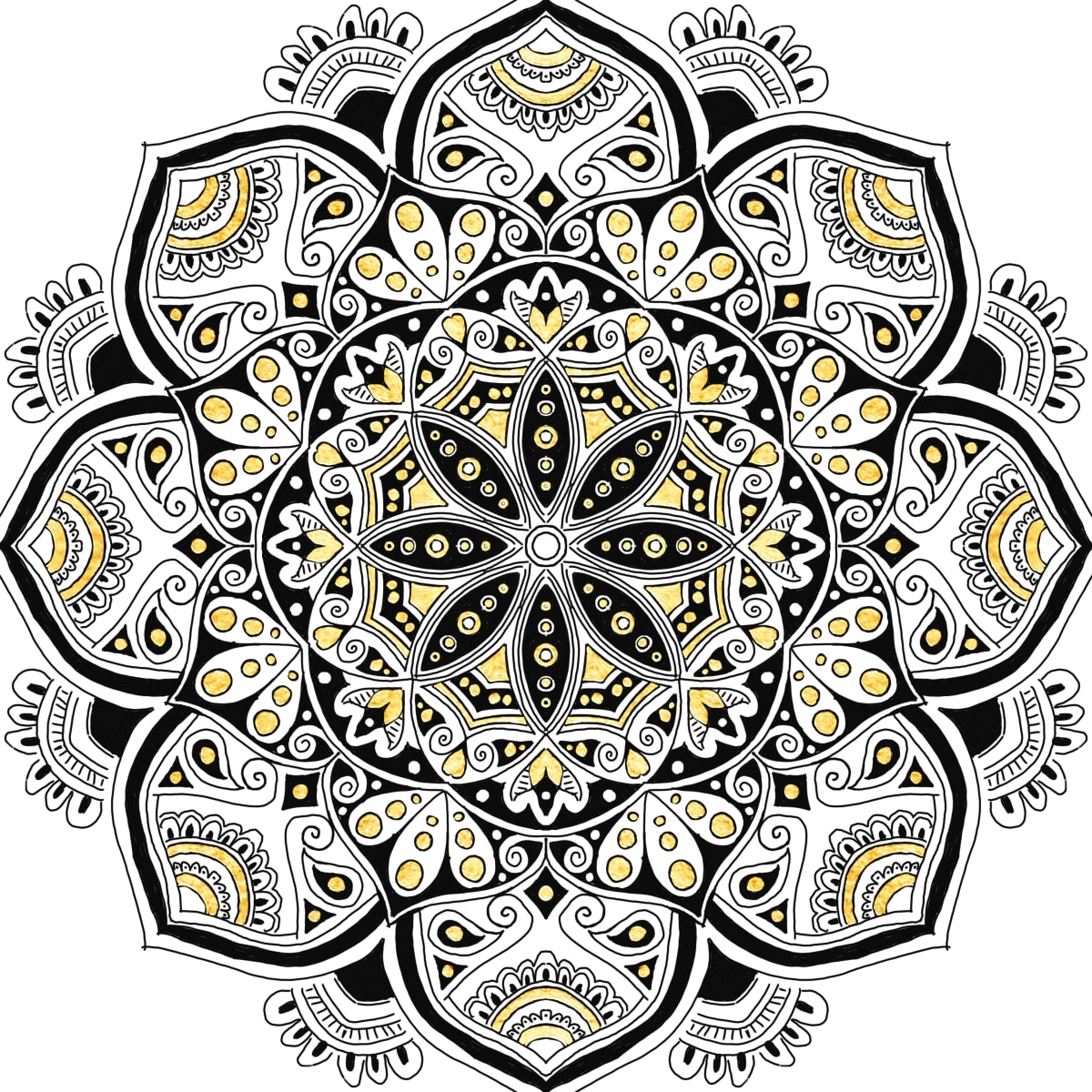 Black and Gold Mandala by Eileen Backman 