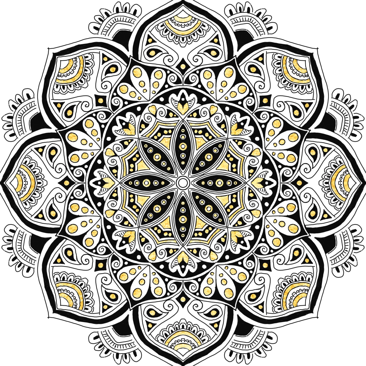 Black and Gold Mandala by Eileen Backman 