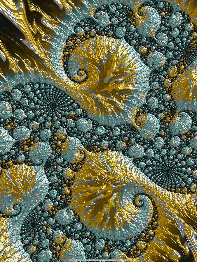 Blue and Gold Fractal by Eileen Backman 