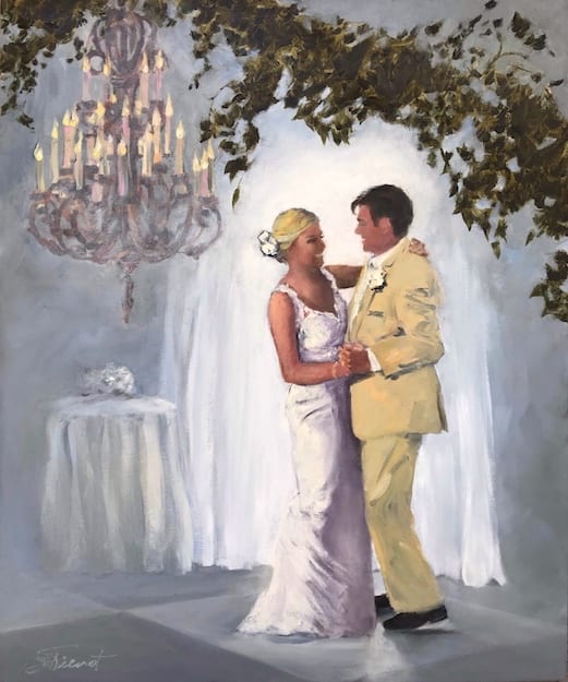Megan and Brian's First Dance 🔴 (giclee print, NFS) by Joan Vienot, Image 1.
