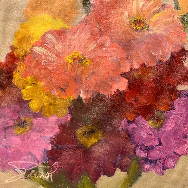 Zinnias by Joan Vienot 