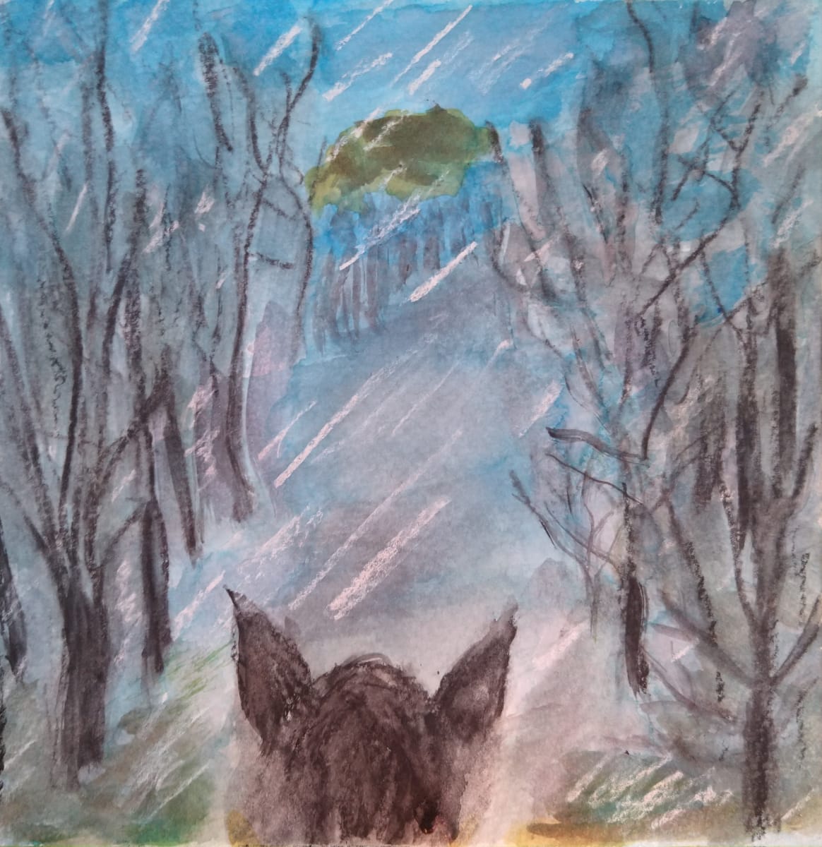 Whose woods are these? by Rhondda MacKay  Image: Based on Robert Frost poem, Stopping by a woods on a snowy evening.