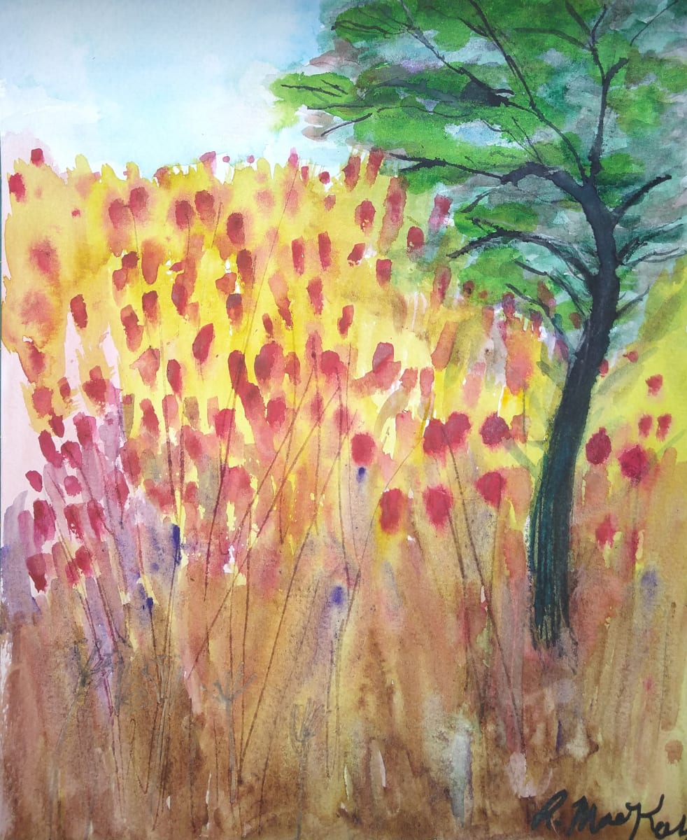 Excuse me  Image: In late autumn, the red sumac seeds blaze against the pine tree.