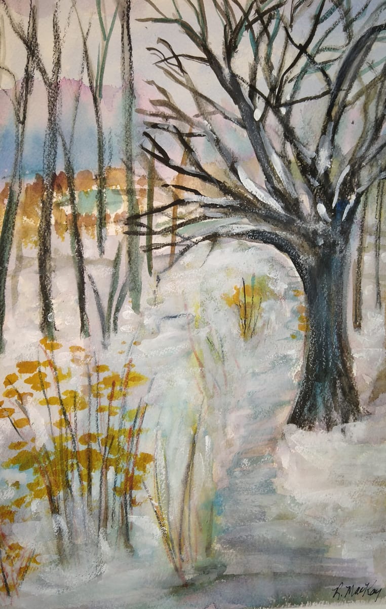 Ghost Tree by the path  Image: My dream brings back a tree  destroyed by a tornado in our woodlot.