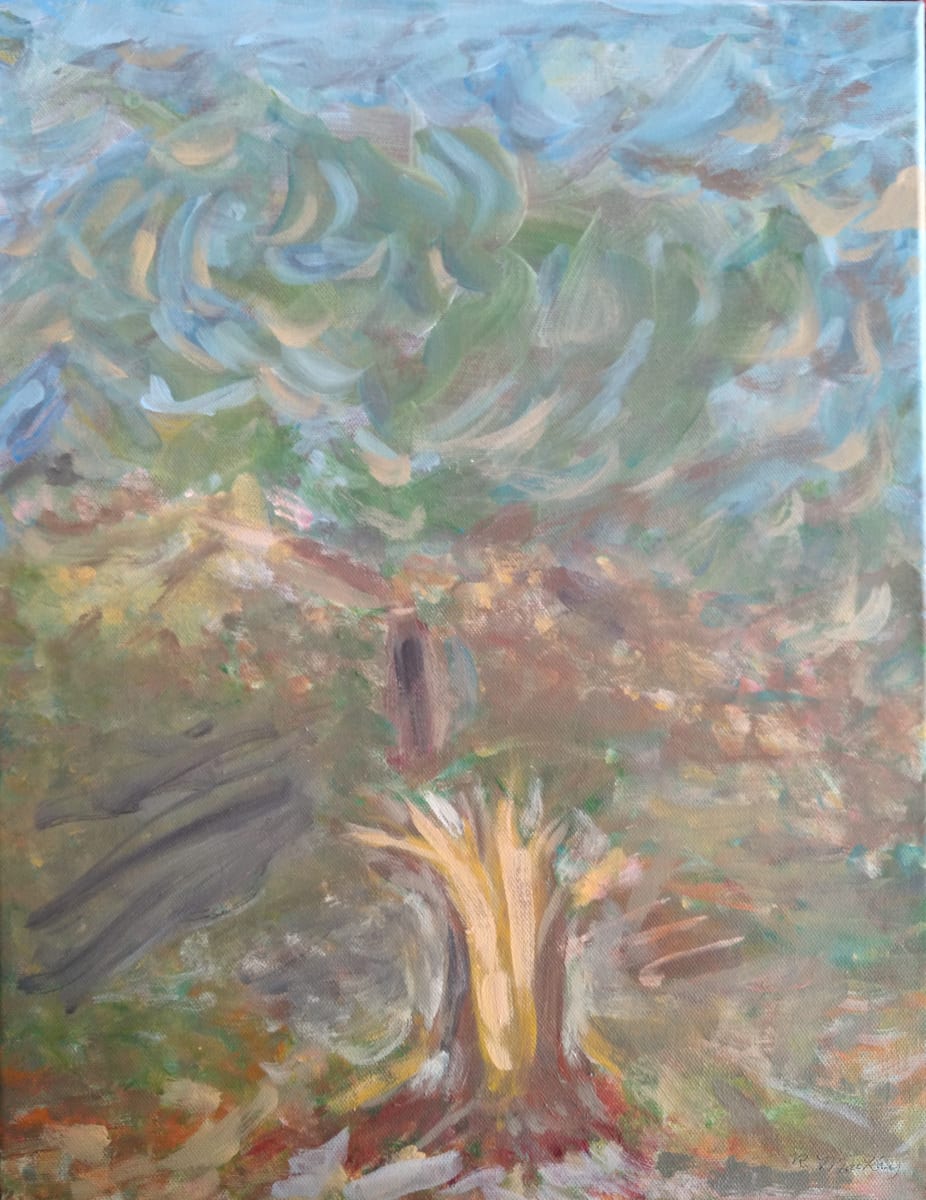 Lament for lost trees  Image: This is the painting I did to process the destruction of our hardwood forest by a freak tornado.