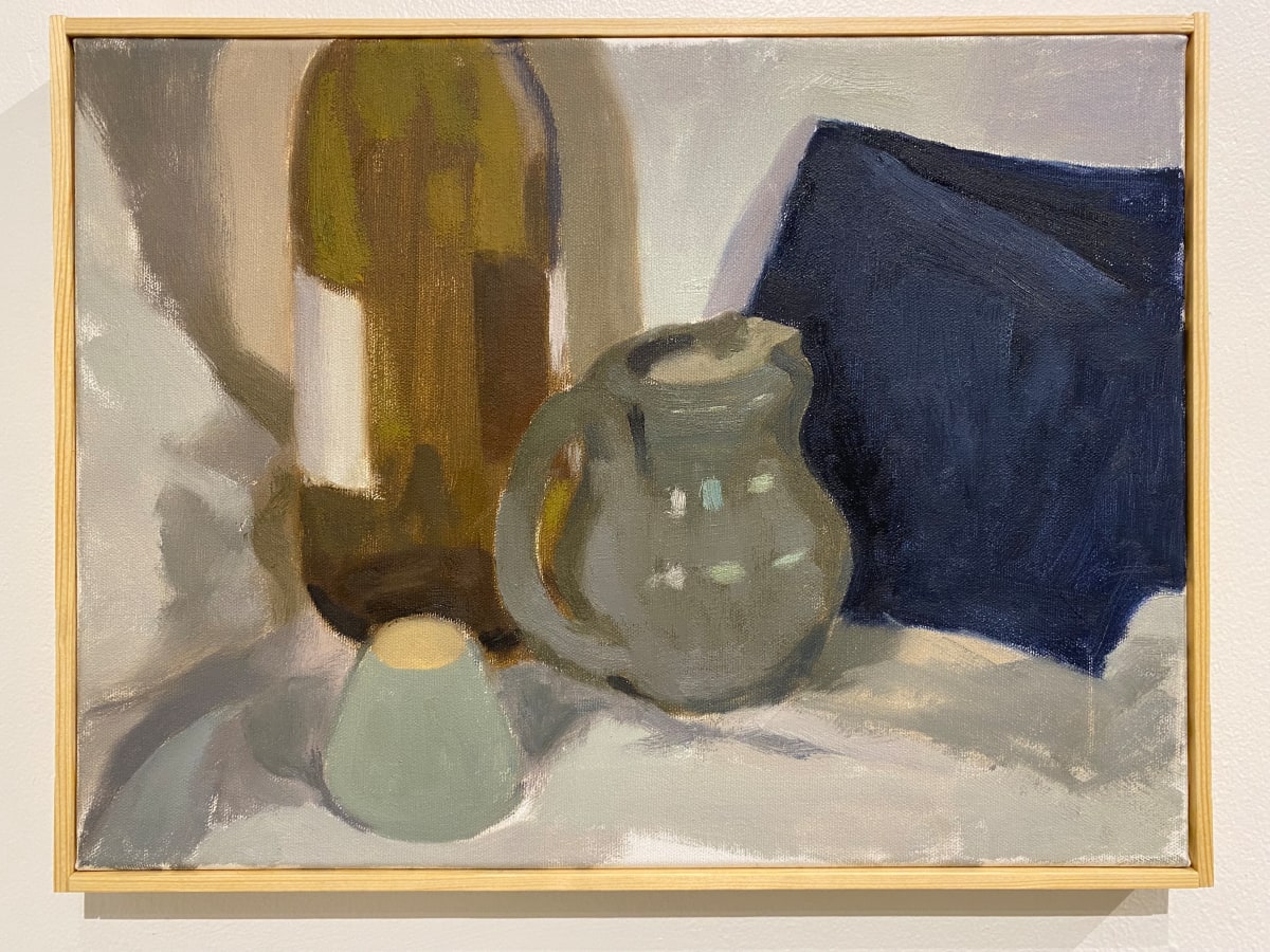 Still Life with Ceramic Vessels, Bottle, and Jean No. 1 by Sean Oswald  Image: With frame