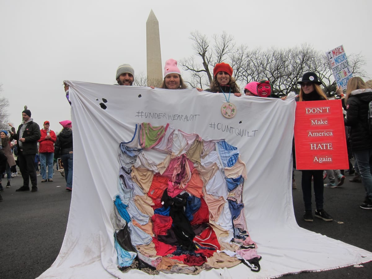 Arpillera Americanx * Cunt Quilt (Inaugural) Cunt Congress by Coralina Rodriguez Meyer  Image: Inaugural Women's March (Cunt Congress) Washington DC January 19, 2019