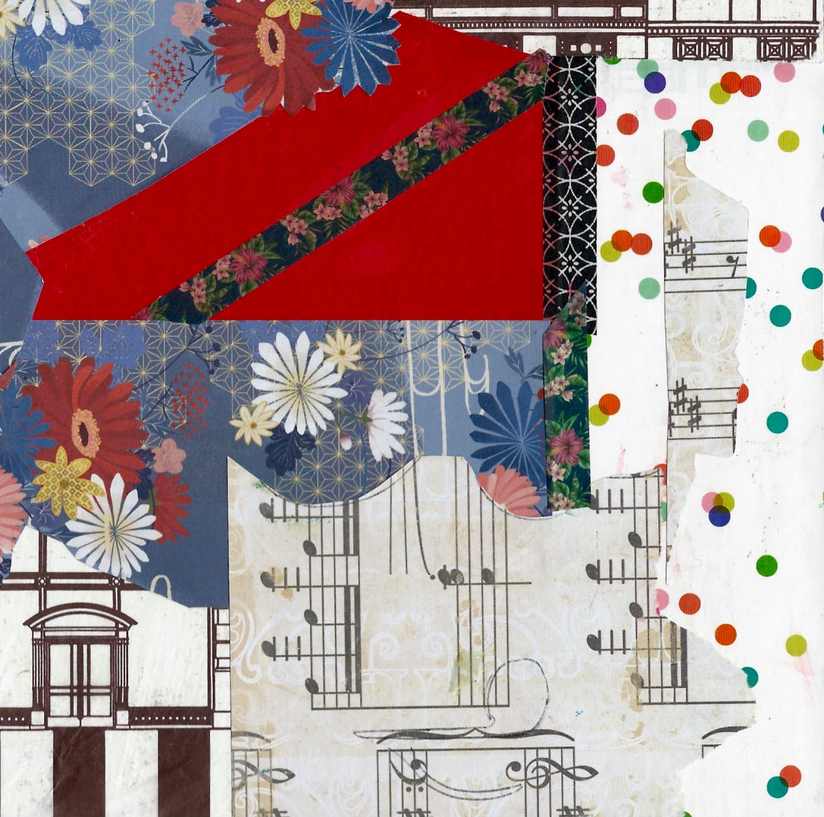 A place to rest 1 and 2 by Vasu Tolia  Image: A place to rest 1 - A pair of collages with geometric shapes  and miscellaneous patterns collages, can be by itself or as a pair