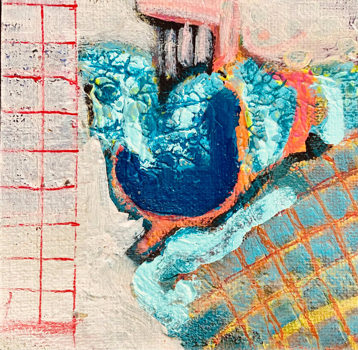 Caught in between by Vasu Tolia  Image: An abstract small work creating a feeling of being trapped