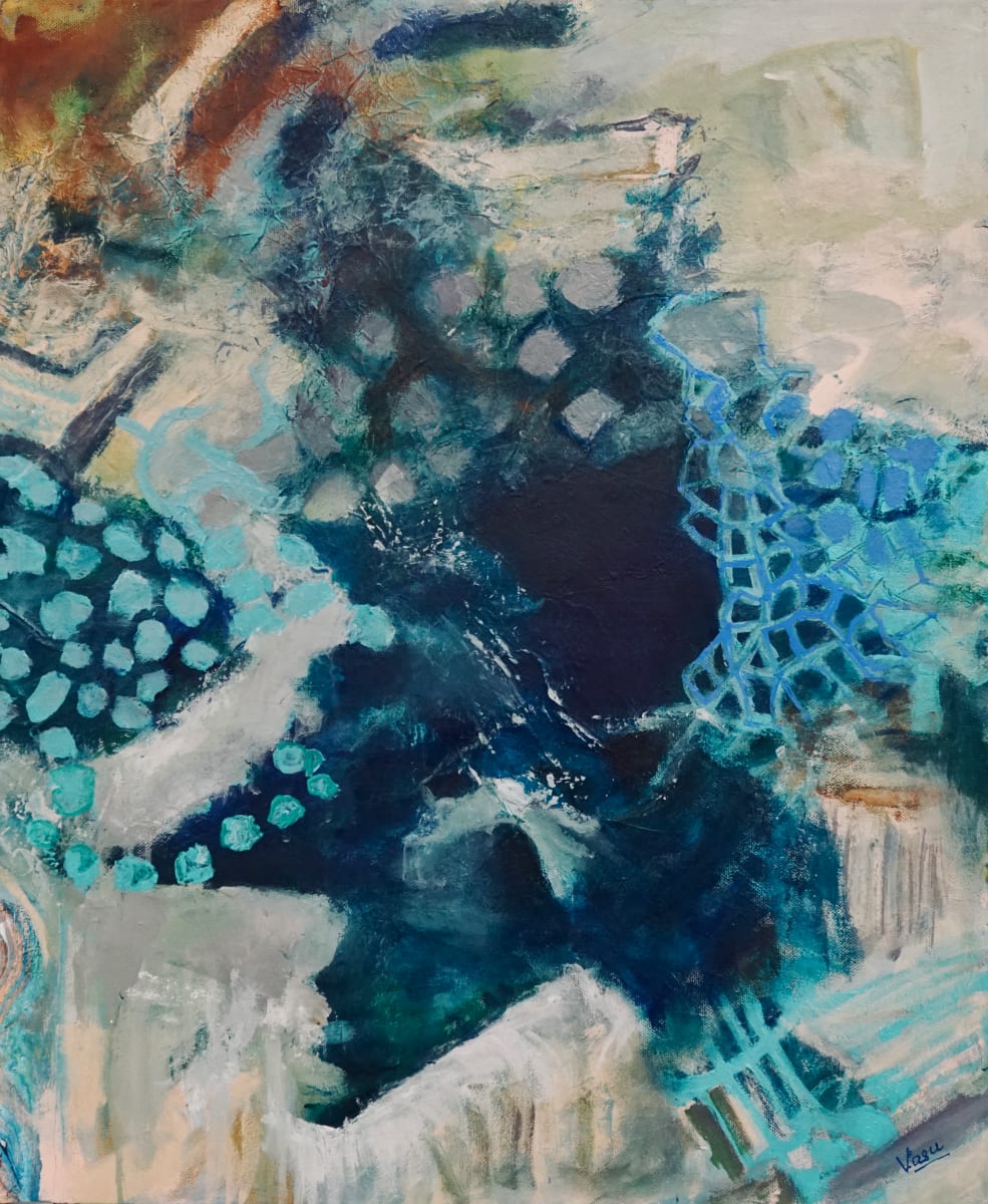 Confusion by Vasu Tolia  Image: I show an effect of entrapment to create confusion in one's mind showing a deep dive , with feeling of getting lost in a honeycomb like maze