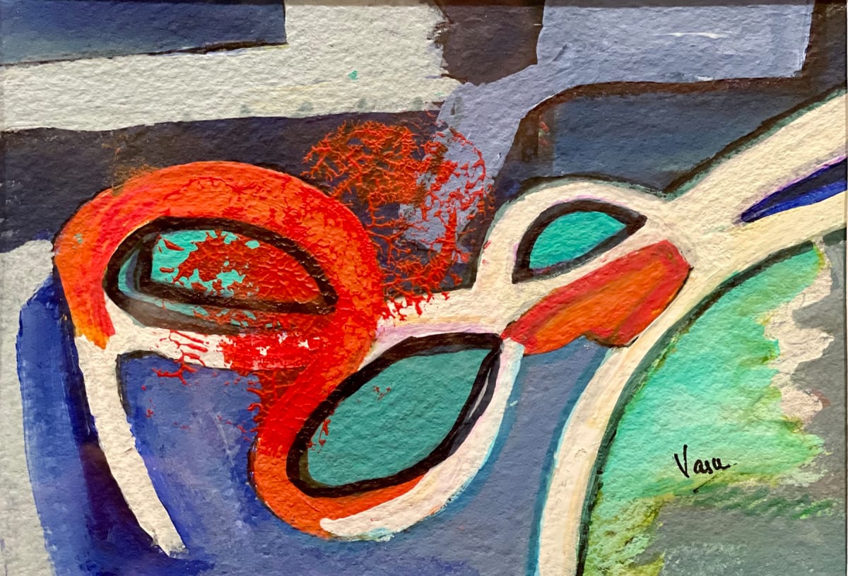 Dance of time by Vasu Tolia  Image: Lines and shapes in green, red , blue and white