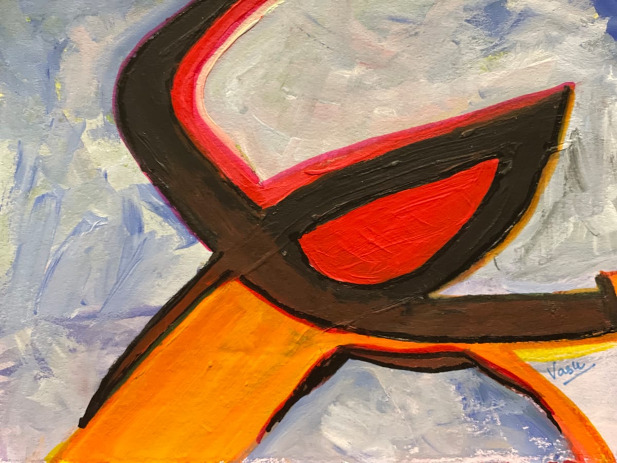 Get blown away by Vasu Tolia  Image: Orange and red shapes like leaves blowing in the wind in fall