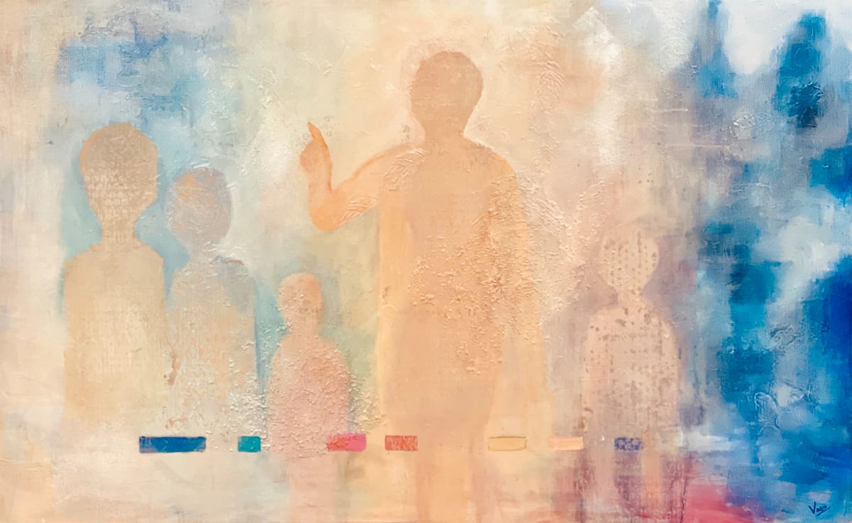 SEEKERS by Vasu Tolia  Image: This is an abstract rendition of a group of people who are looking for better lives, opportunities and goals in their lives. I have purposely left them generic, because here, the message rather than gender is the key factor.