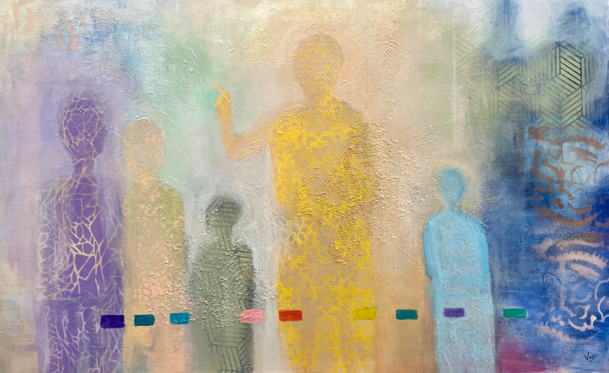 SEEKERS by Vasu Tolia  Image: This is an abstract rendition of a group of people who are looking for better lives, opportunities and goals in their lives. I have purposely left them generic, because here, the message rather than gender is the key factor.