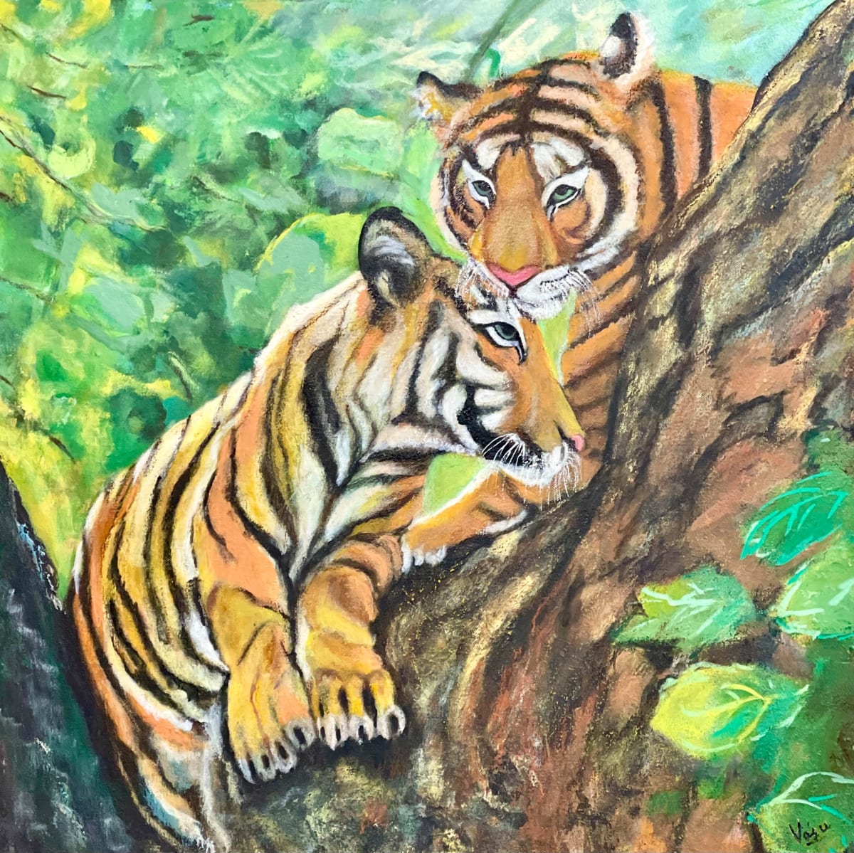 Best buddies by Vasu Tolia  Image: cubs planning strategy for an attack from a tree top