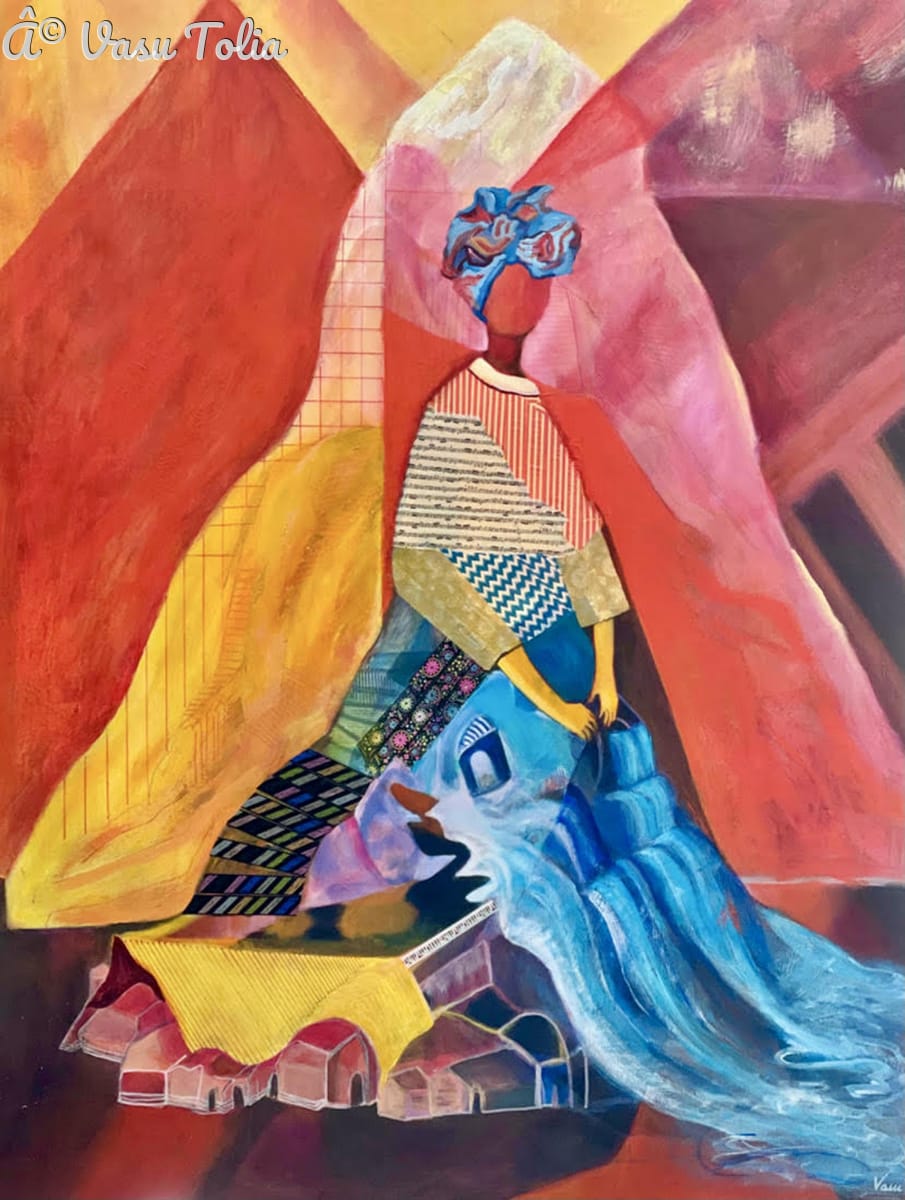 Awesome Earth by Vasu Tolia  Image: Earth is personalized as a woman carrying the load of mountains, oceans, and humanity. This is an award winning piece.