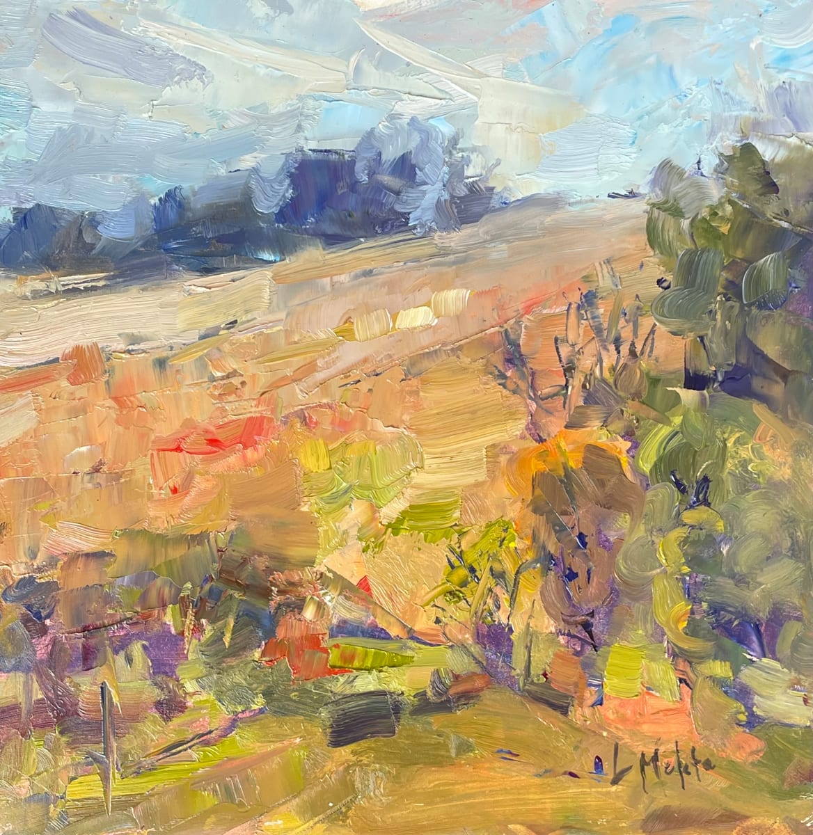 Autumn Hillside by Lynn Mehta  Image: Autumn Hillside, 8x8