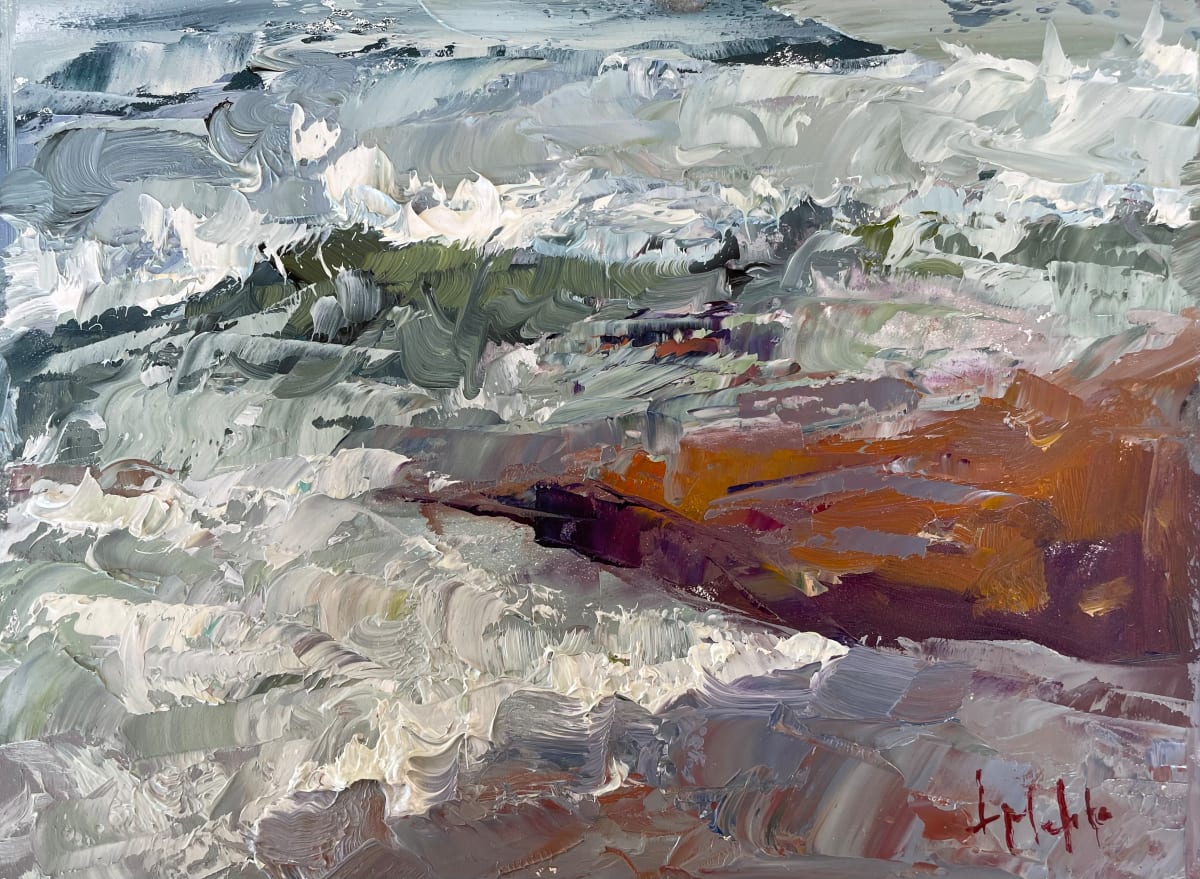 Wave and Rock Study by Lynn Mehta  Image: Wave and Rock Study, 6" x 8"