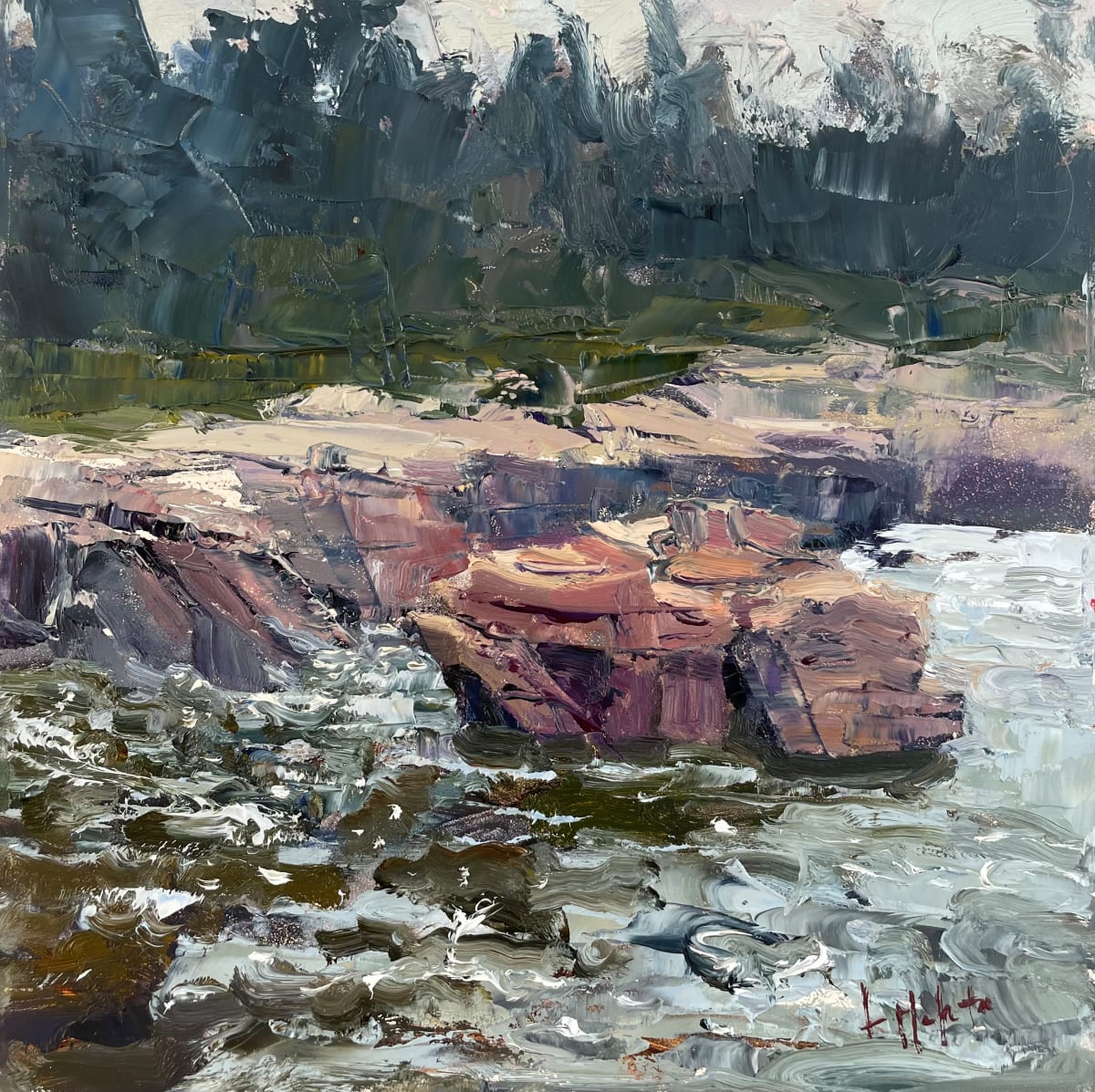 Rocks and Dancing Light by Lynn Mehta  Image: Rocks and Dancing Light, 8" x 8"