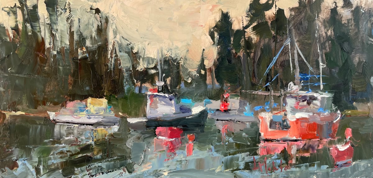 Morning in the Harbor by Lynn Mehta  Image: Morning in the Harbor, 6" x 12"