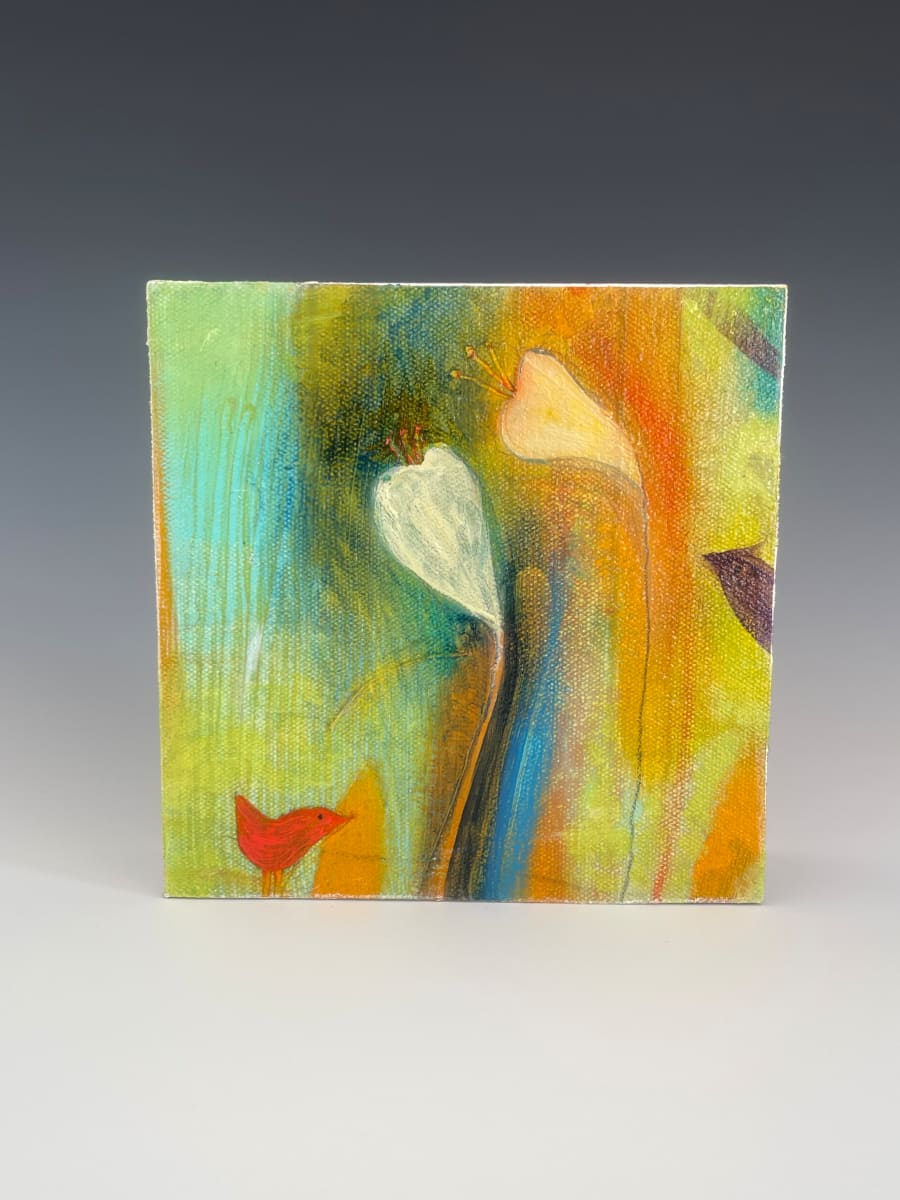 Red Bird and Flowers / Series: Bora Bora by Barbara Mayfield, Image 1.