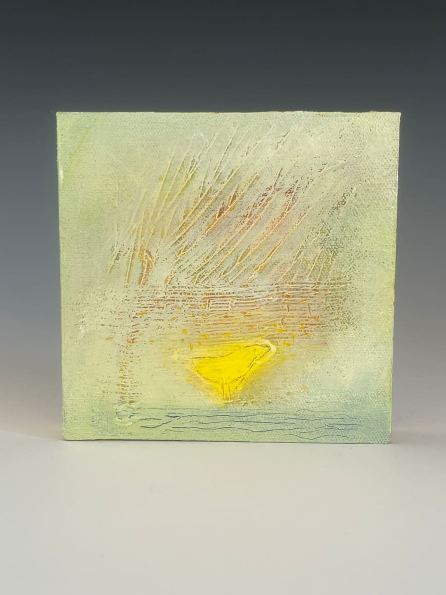 Yellow Bird / Meadow by Barbara Mayfield  Image: The magic of a meadow and the lightness of birds. Oil on canvas mounted on birchwood panel.