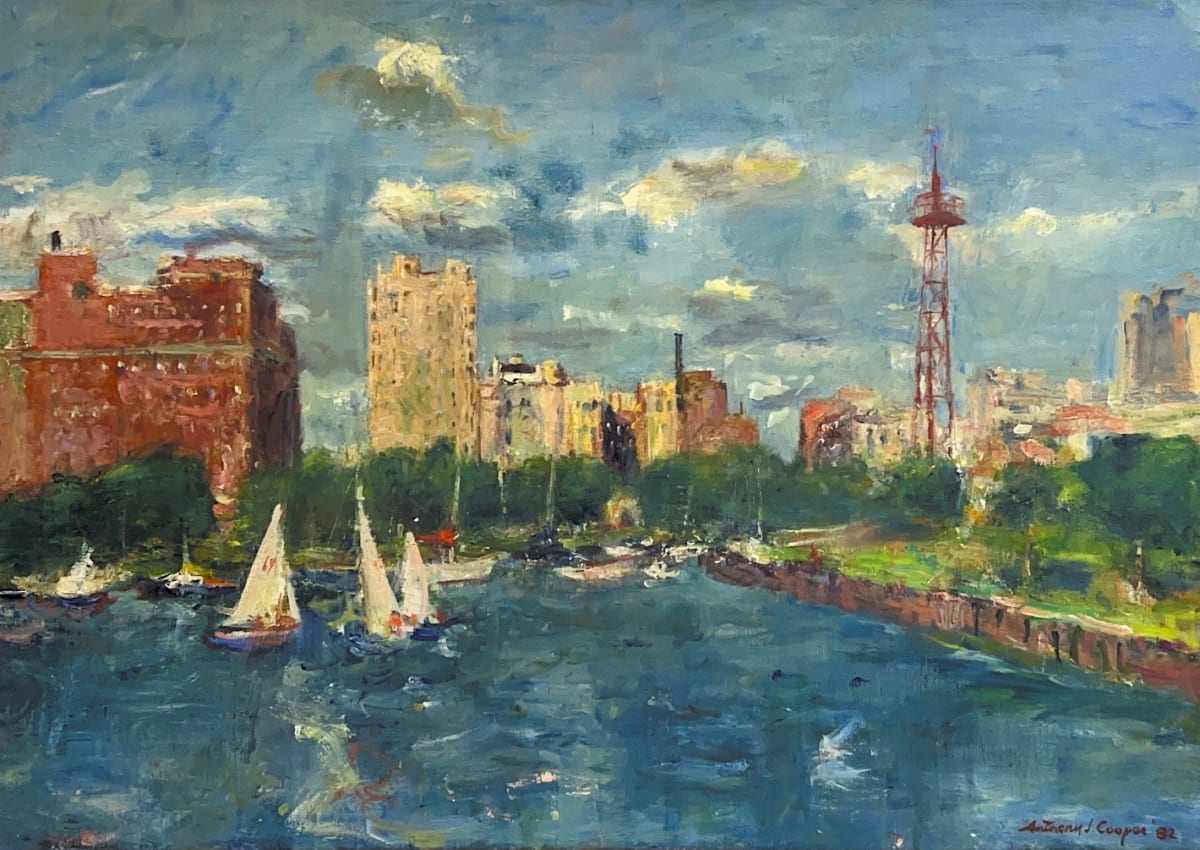 Untitled - Harbor with Tower by Anthony Cooper 