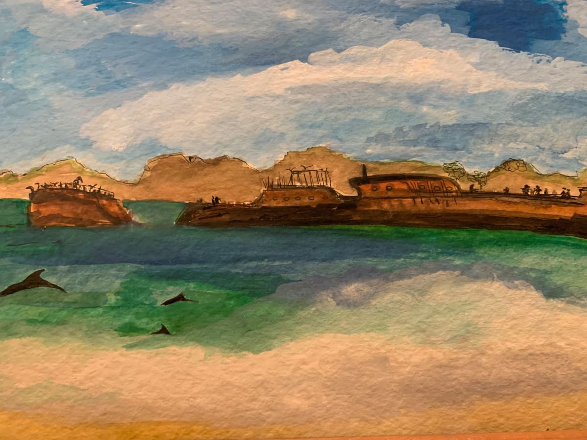 Watercolor Dana Point  Image: Dolphins 