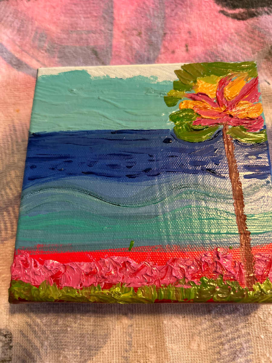 Aquadilla Puerto Rico by Janet Borders  Image: Third piece of the giant 48 x 36 double painting called Charleston collection. 6 x 6 