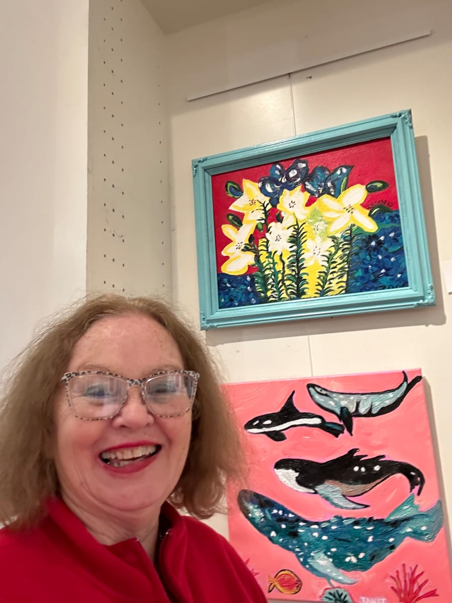 4 whales 🐳 of the Pacific Ocean by Janet Borders  Image: Art at The Art Gallery NW Arkansas 