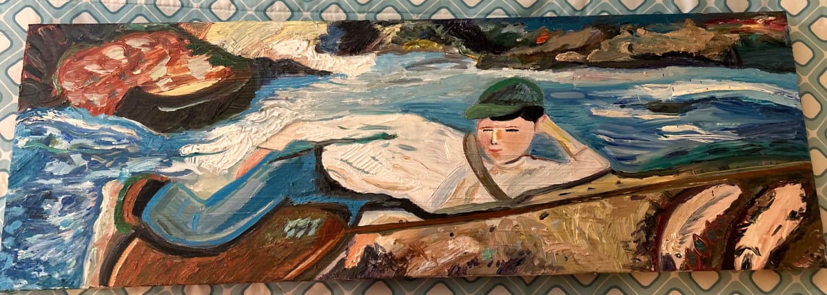 Boy Fishing in the River by Janet Borders 