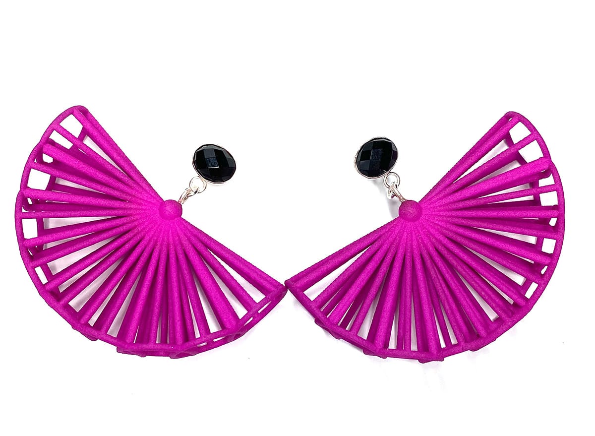 Fuchsia Cone Fans with Onyx Earrings by Rachel Andrea Davis 