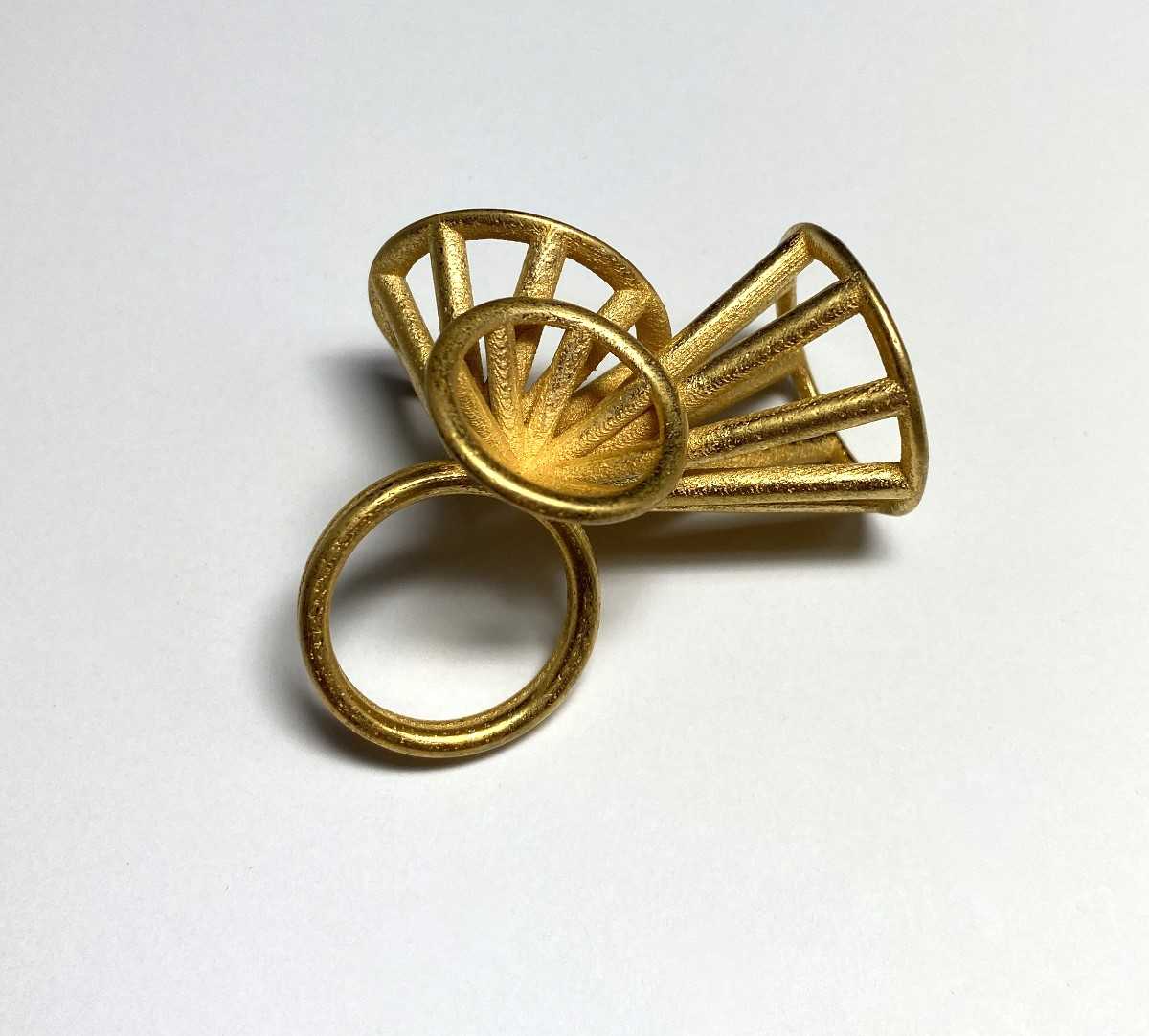 3 Cone Gold Plated Steel Ring (Size 7.75) by Rachel Andrea Davis 