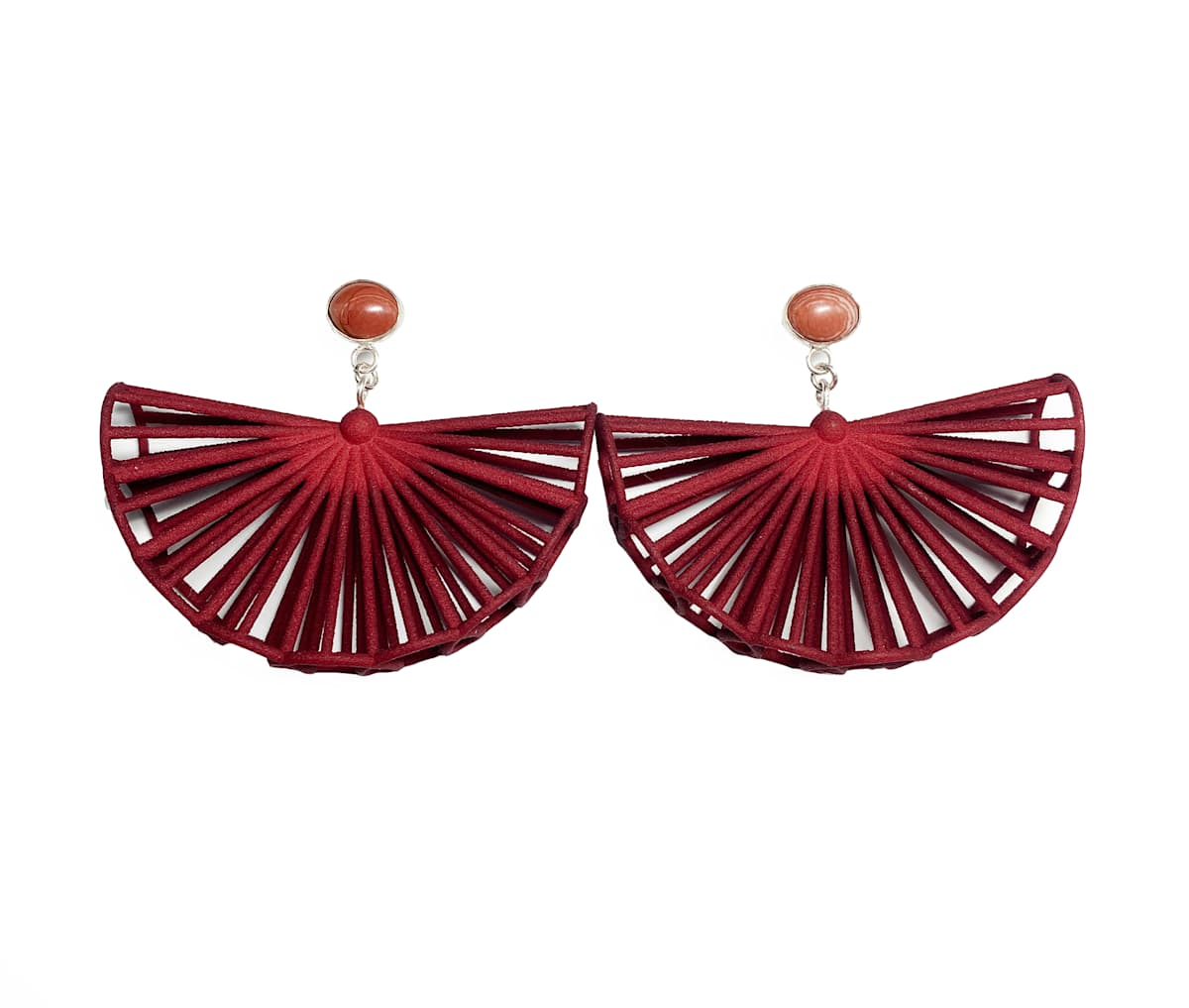 Merlot Cone Fan Earrings with Jasper by Rachel Andrea Davis 