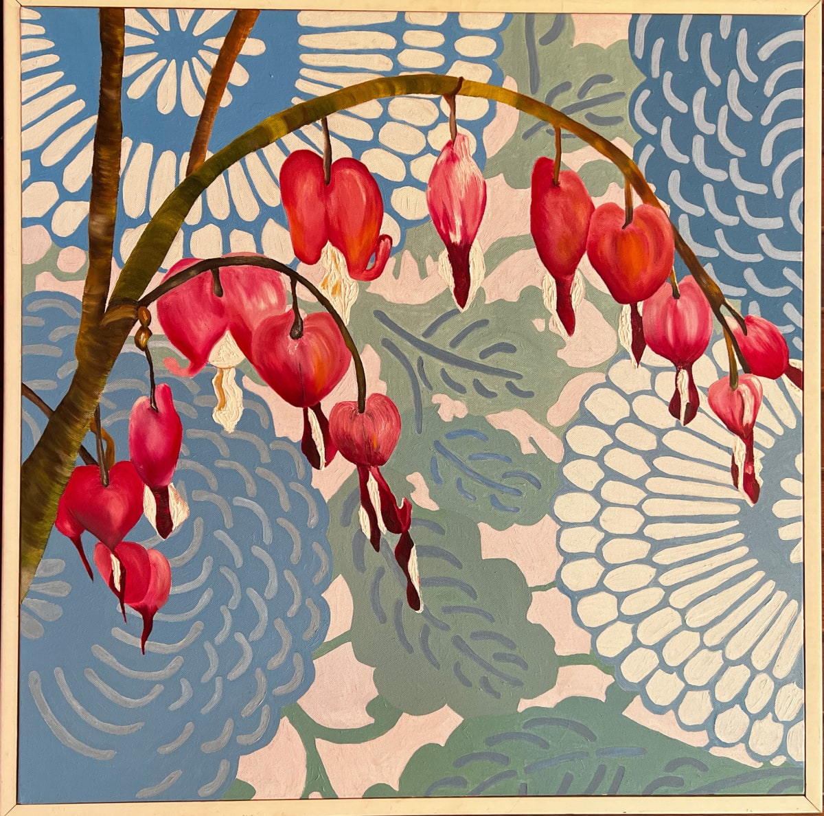 Bleeding Hearts with Chinese Patterning by Claudia LaStella 
